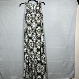 London‎ Times Womens Maxi Dress Size 12 Brown Black Creme Polyester Spandex